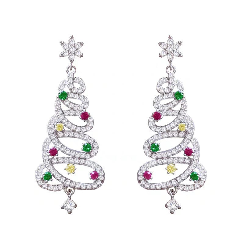 Weihnachtsbaum-Ohrringe mit Strass