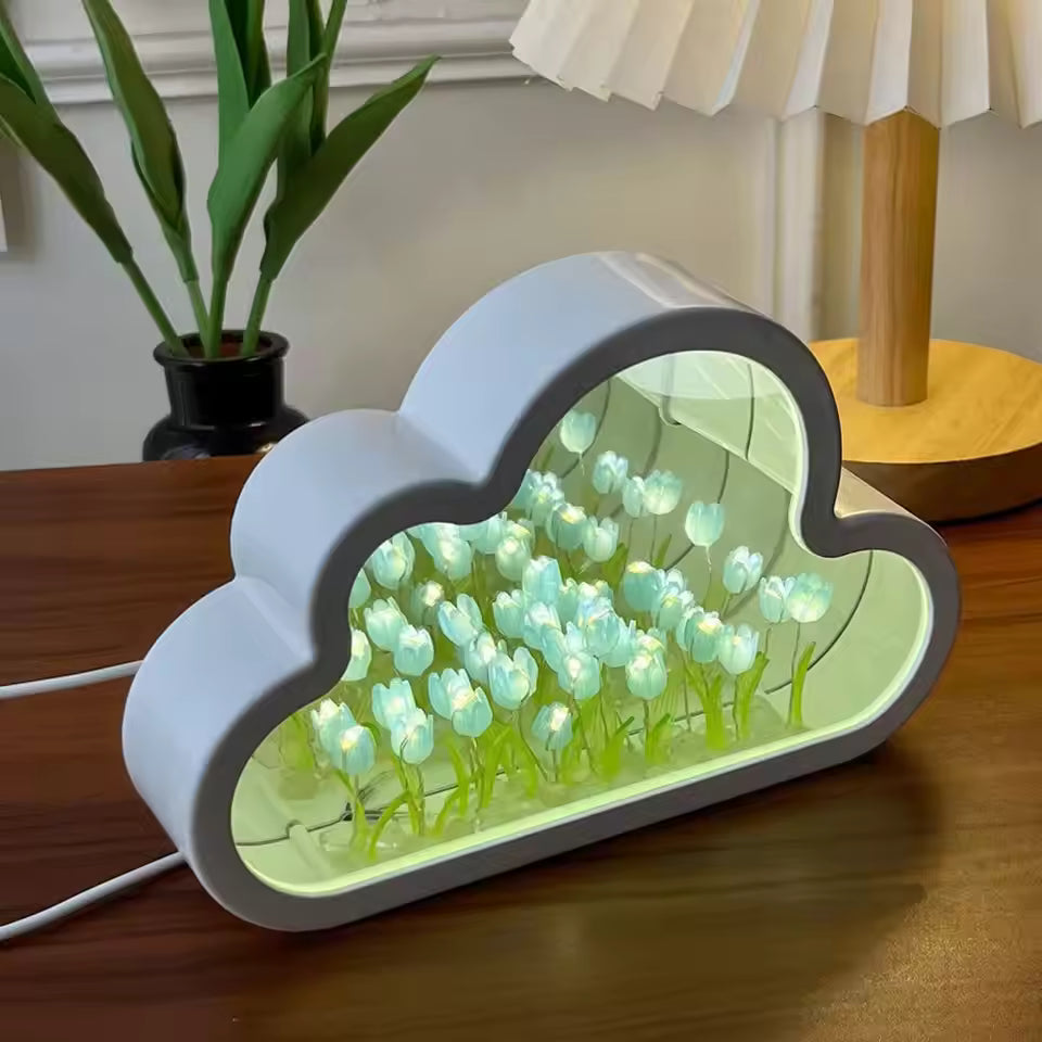 Handgemachter DIY Wolken-Tulpen-Spiegel Kleines Nachtlicht