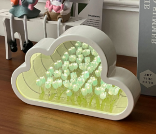 Handmade DIY Cloud Tulip Mirror Small Night Light