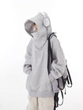 Weiter Hoodie mit hohem Kragen und Fleecefutter