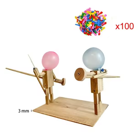 Handgefertigte Ballonköpfe Holz-Kampfpuppen